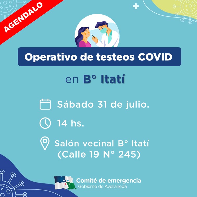 COVID: Habrá testeos en B° Itatí en Avellaneda