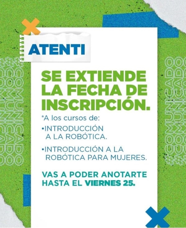 Se extendió el plazo de inscripción al curso Introducción a la robótica y su versión exclusiva para mujeres en Avellaneda